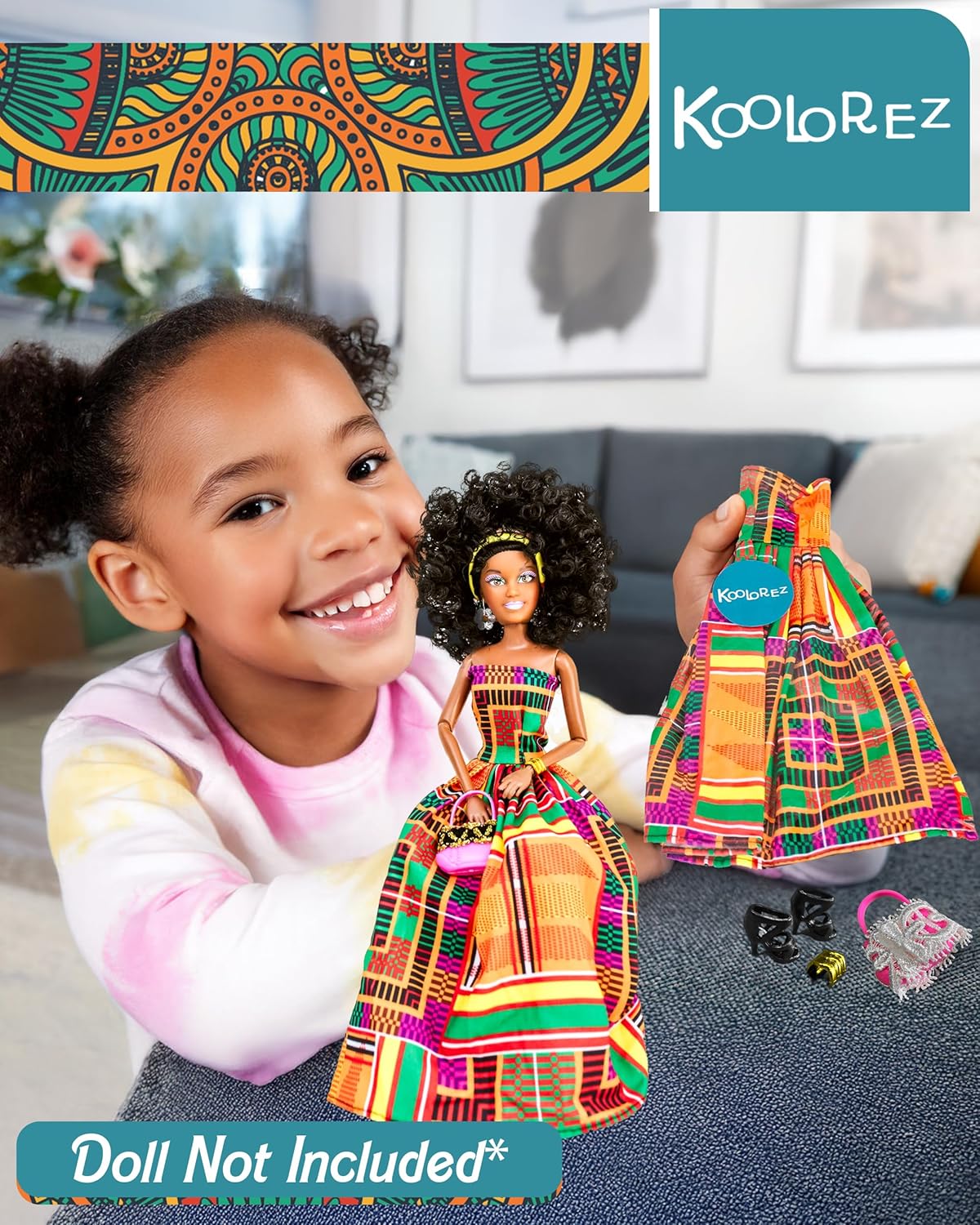 Colorful Edith Outfit for Afro Dolls – Fashionable and Inclusive Doll Clothing by Koolorez