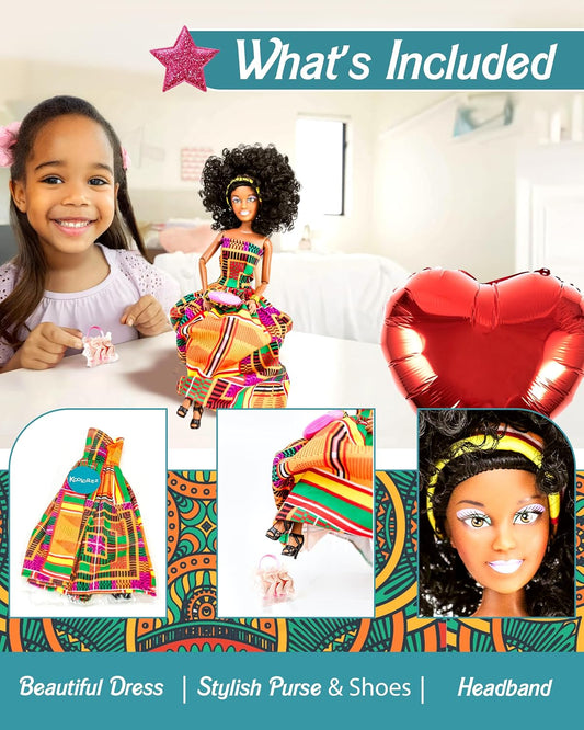 Close-up of Edith Black Doll with Natural Afro Hair