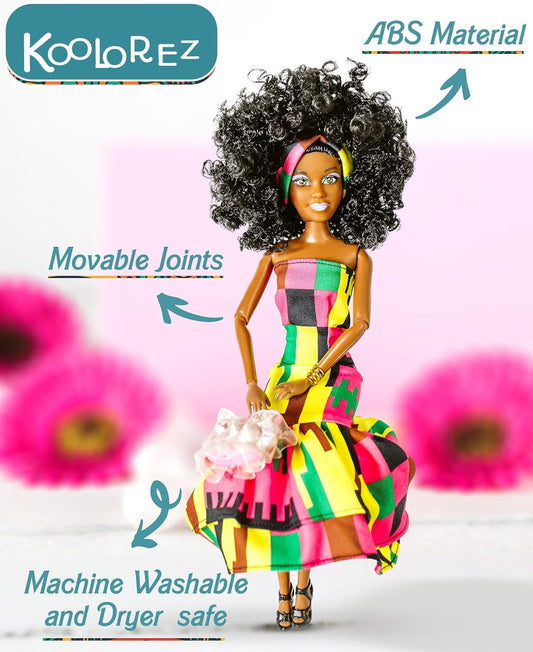 Close-up of Maribel Black Doll with Afro Hair