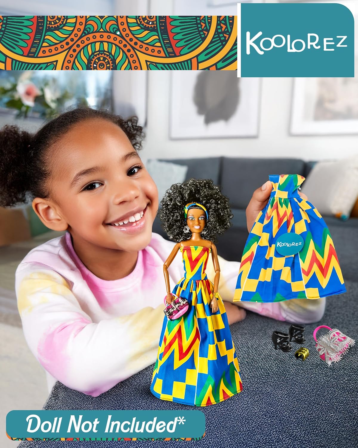 Colorful Olivia Outfit for Afro Dolls – Celebrate Culture and Style with Koolorez Dolls