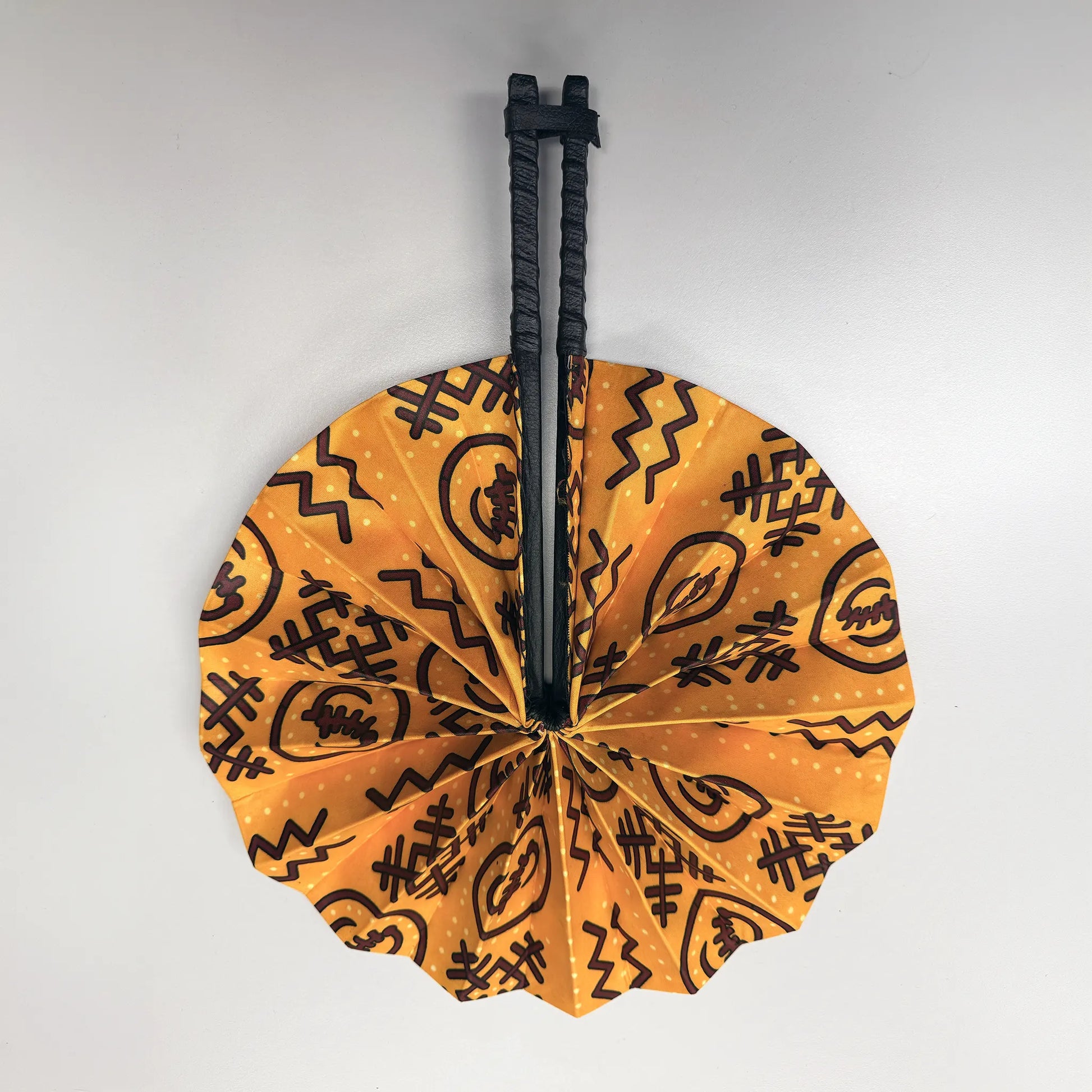 Aya African Folding Fan Amber Mudcloth