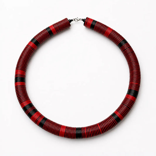 Aya Krobo Striped Glass Bead Necklace