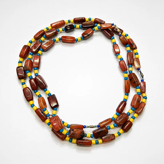 Aya Telephone Wire Double Strand Necklace - Red and Black