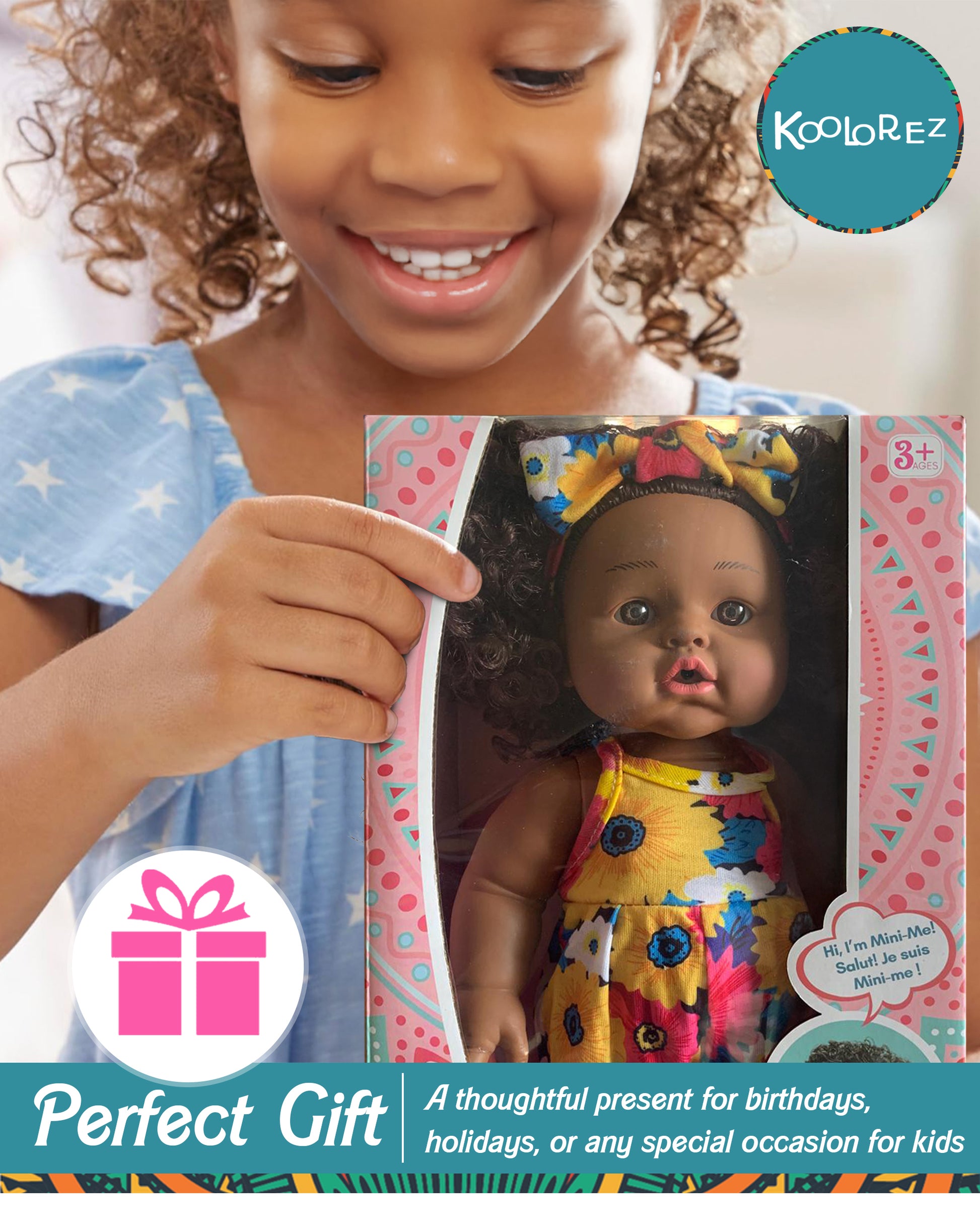 Beautiful Black Baby Doll with Natural Hair – Mealtime Mini-me Encourages Representation