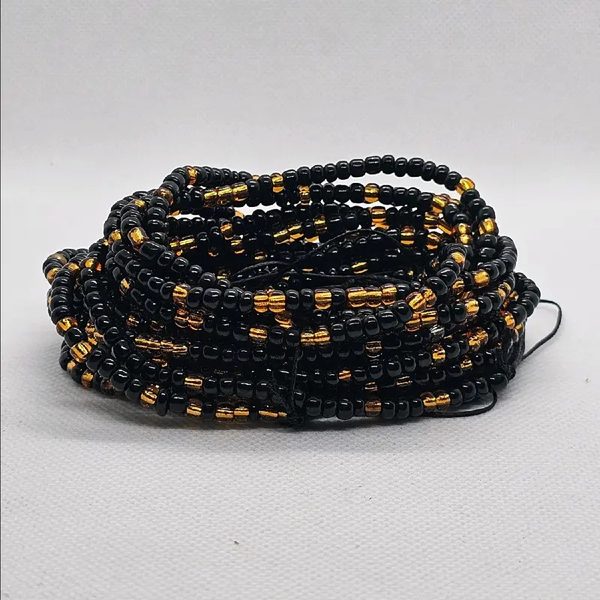 Black and gold waist beads